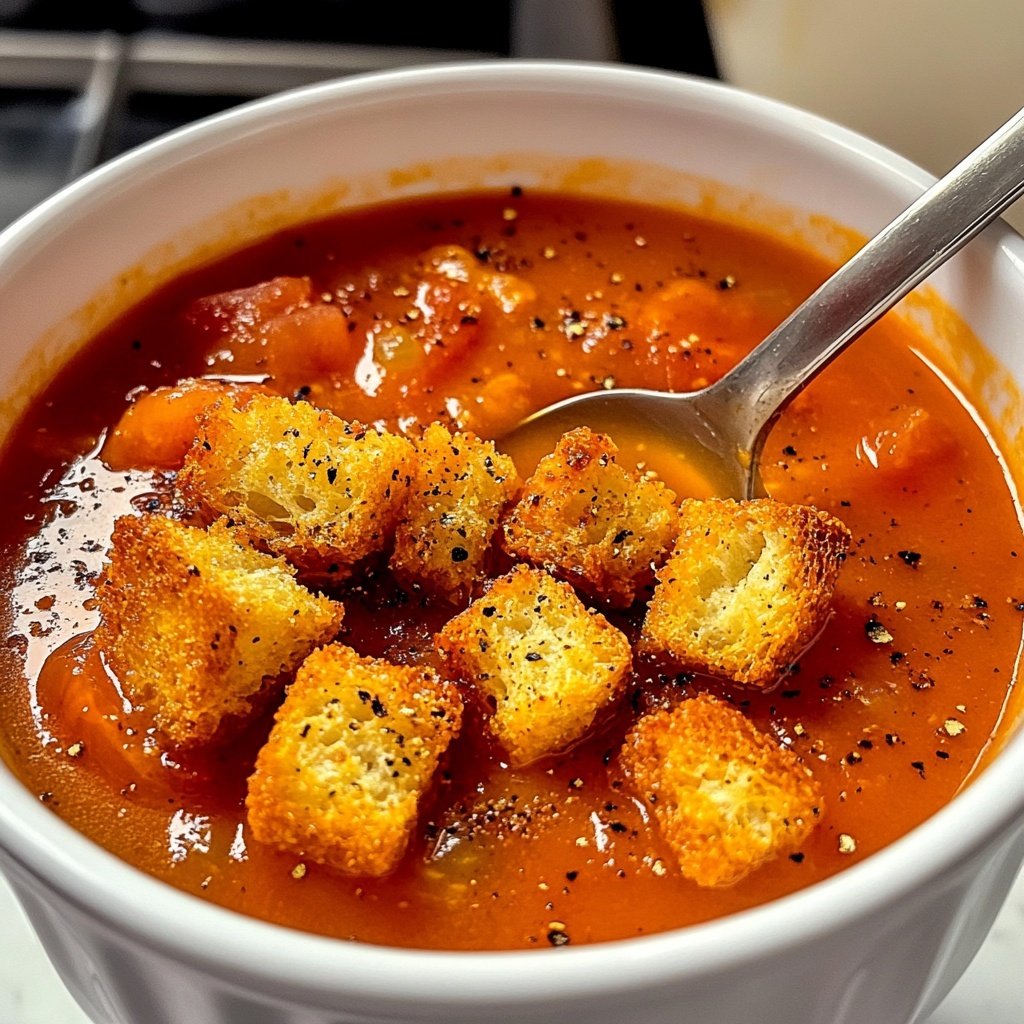 Tomatensuppe mit Croutons