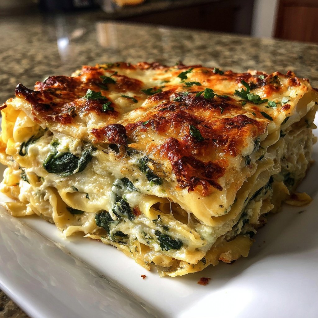 Nudelauflauf mit Spinat und Käse