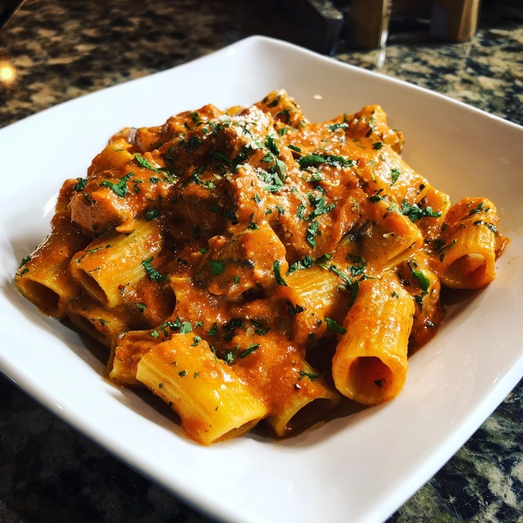 Rigatoni mit Auberginen-Tomatensauce
