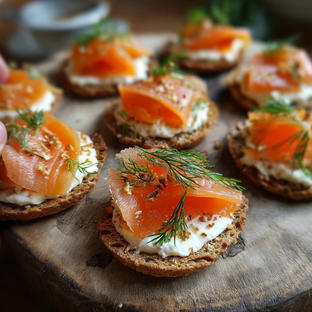 Canapés mit Frischkäse und Lachs