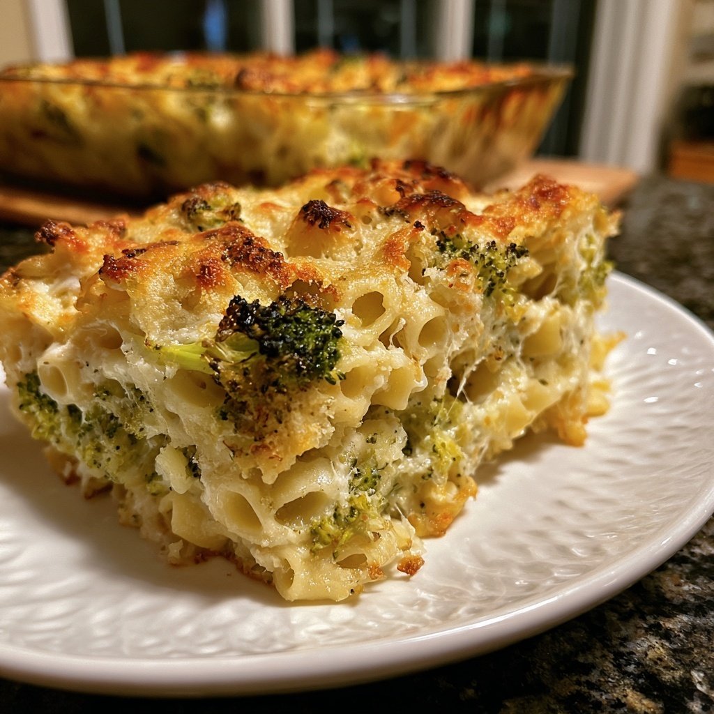 Vegetarischer Nudelauflauf mit Brokkoli